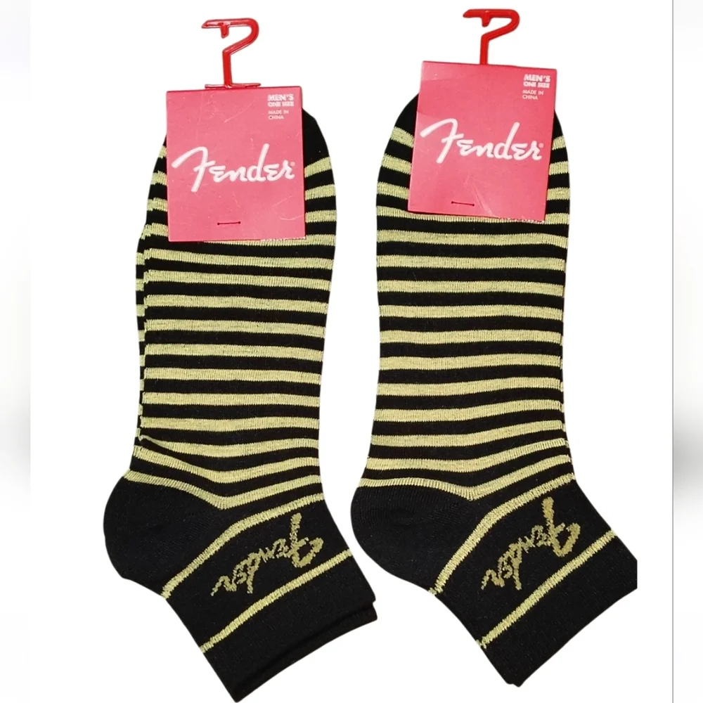 Fender Logo Ankle Socks - Golden Yellow & Black 2 Pair